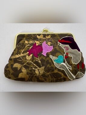 VTG Disney Couture by Loop Snow White Kisslock Coin Purse Pouch Velvet Embroider